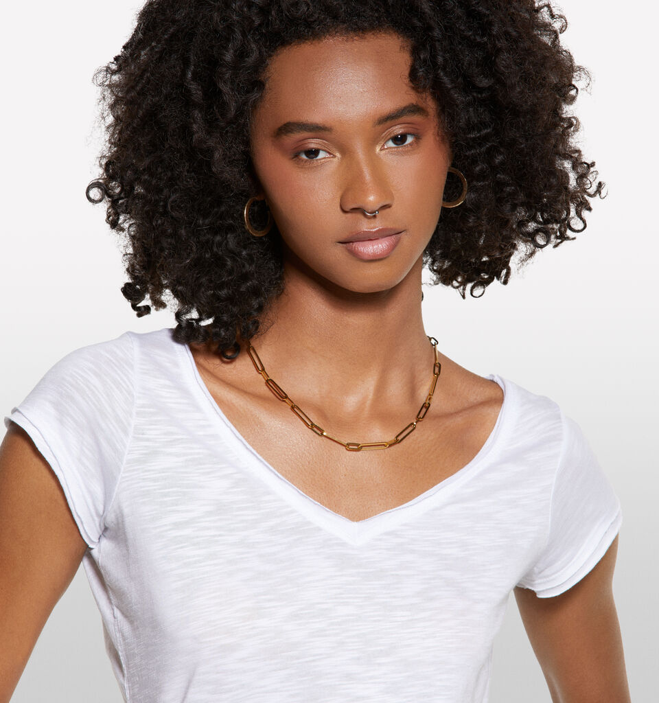 White V-neck t-shirt - women's short sleeve t-shirts - White | Sisley image number 4